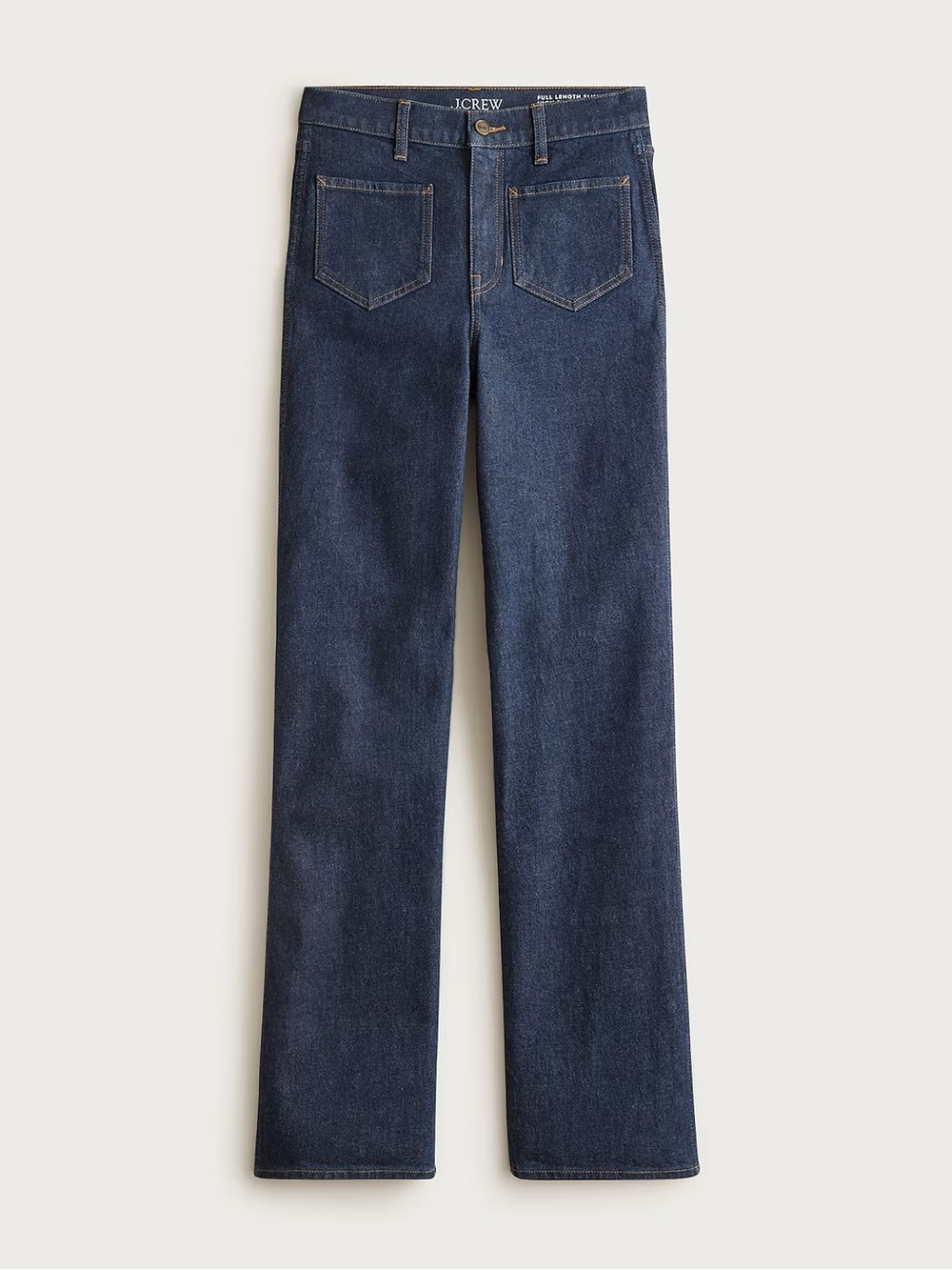 J. Crew Full-Length Slim-Wide Jean with Patch Pockets Stretch Denim Dark Wash